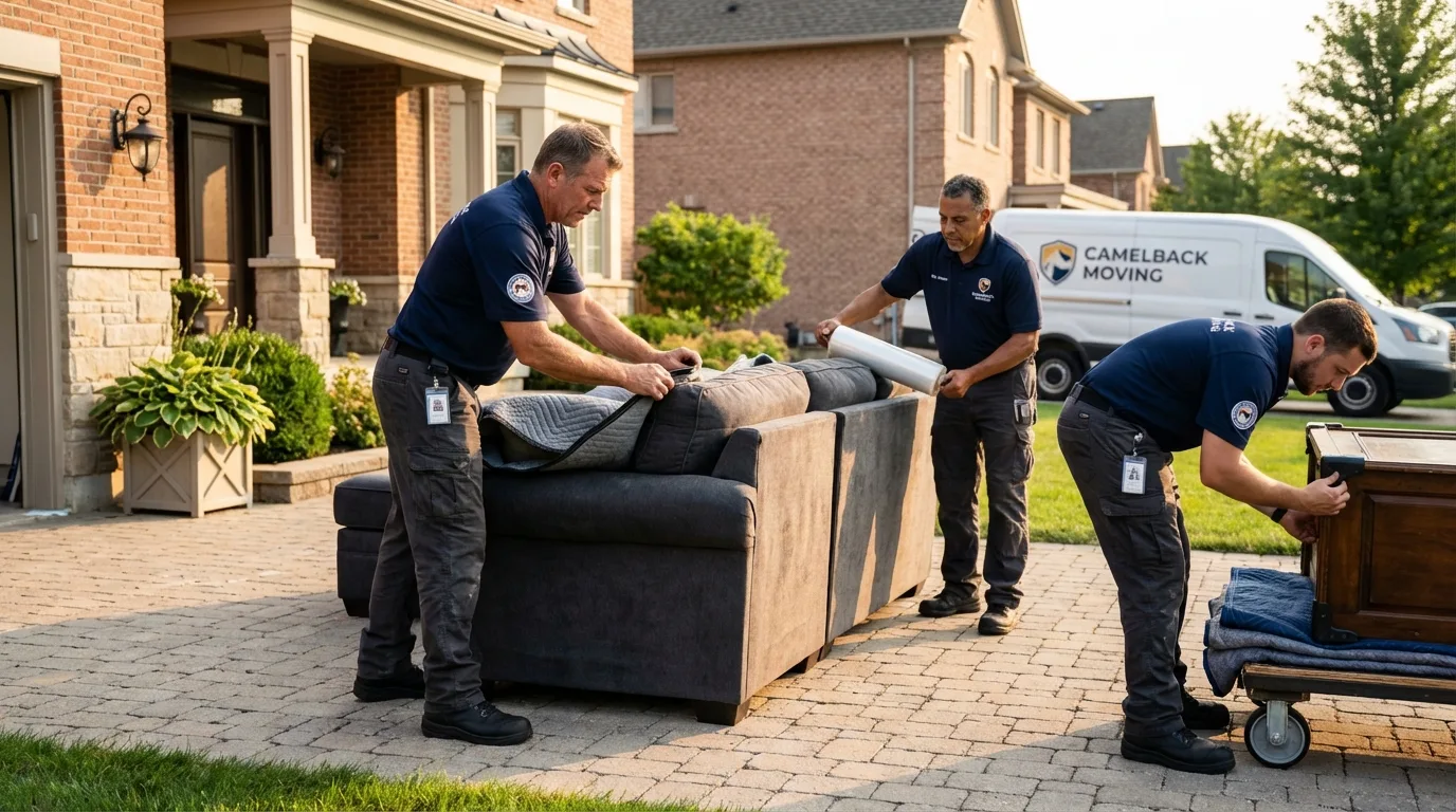 Large estate moving crew wrapping furniture in Folsom, PA